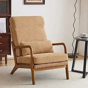 Mid Century Modern Accent Chair with Pillow Upholstered Lounge Armchair