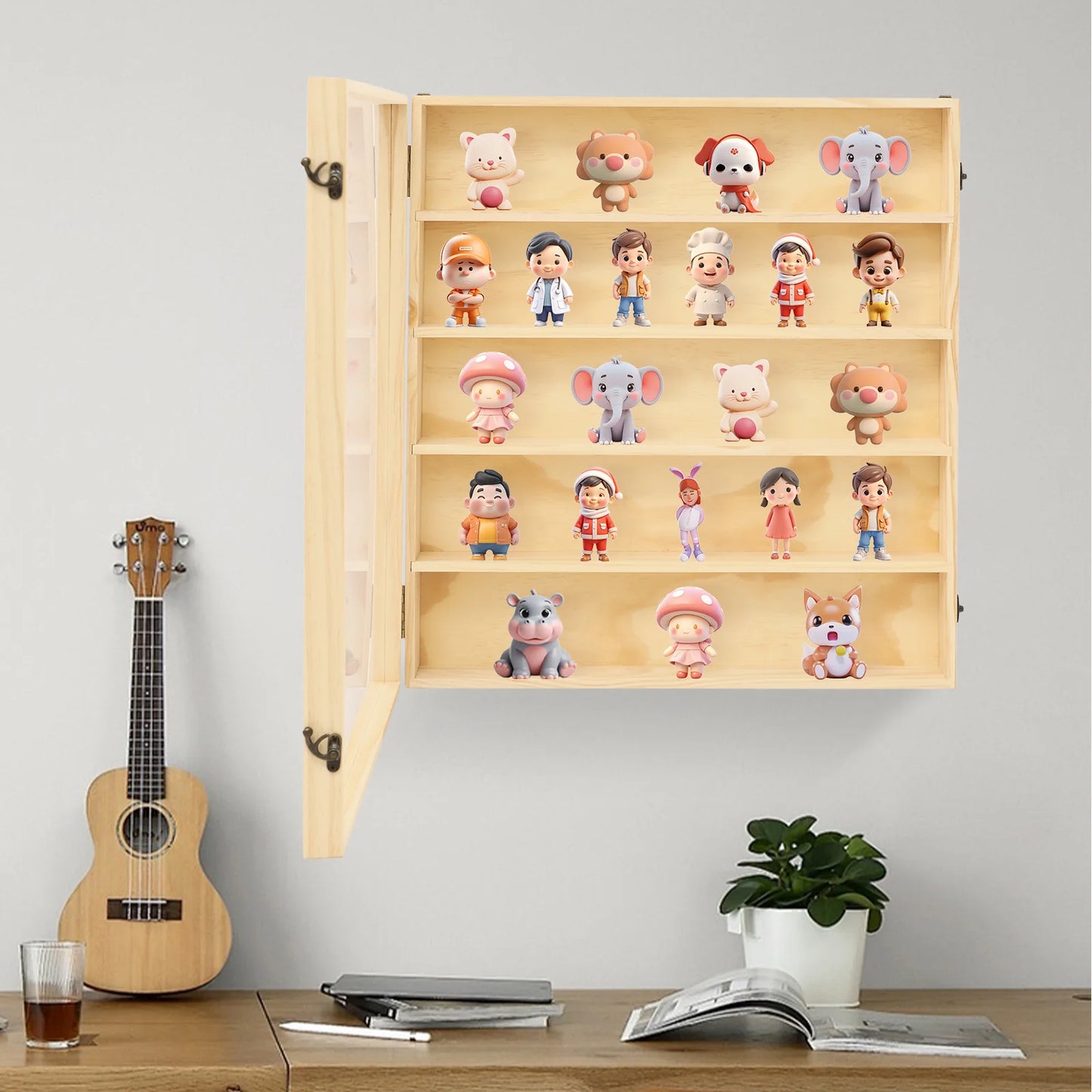 Bymaocar 5 Tier Wall Mounted Display Cabinet Action Figures
