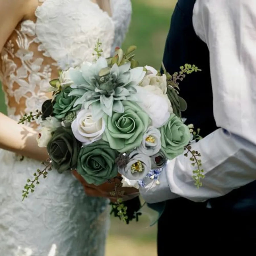 Artificial Silk Flowers Dahlias And Roses Bouquet Mix