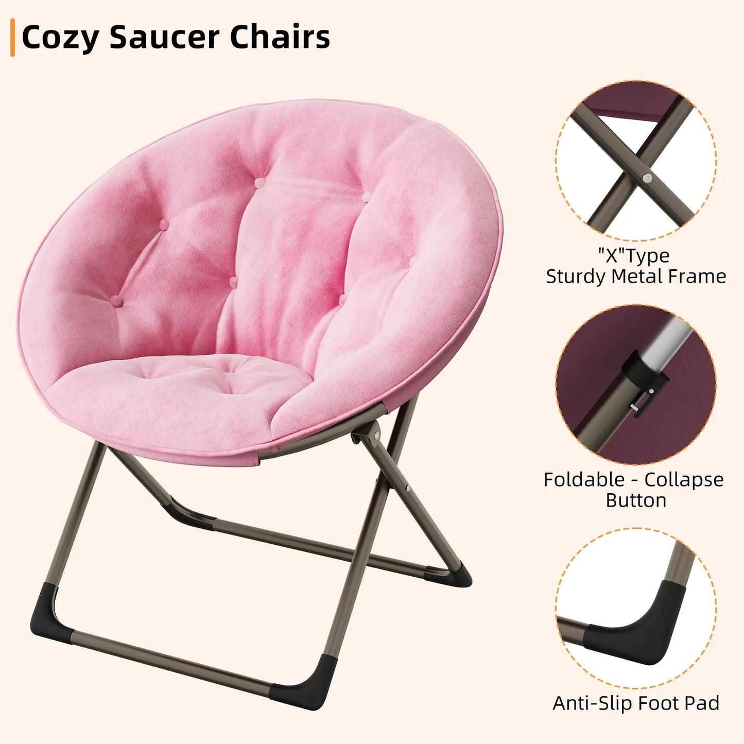 HiMISS Comfy Saucer Chair Reading Lounger With Metal Frame