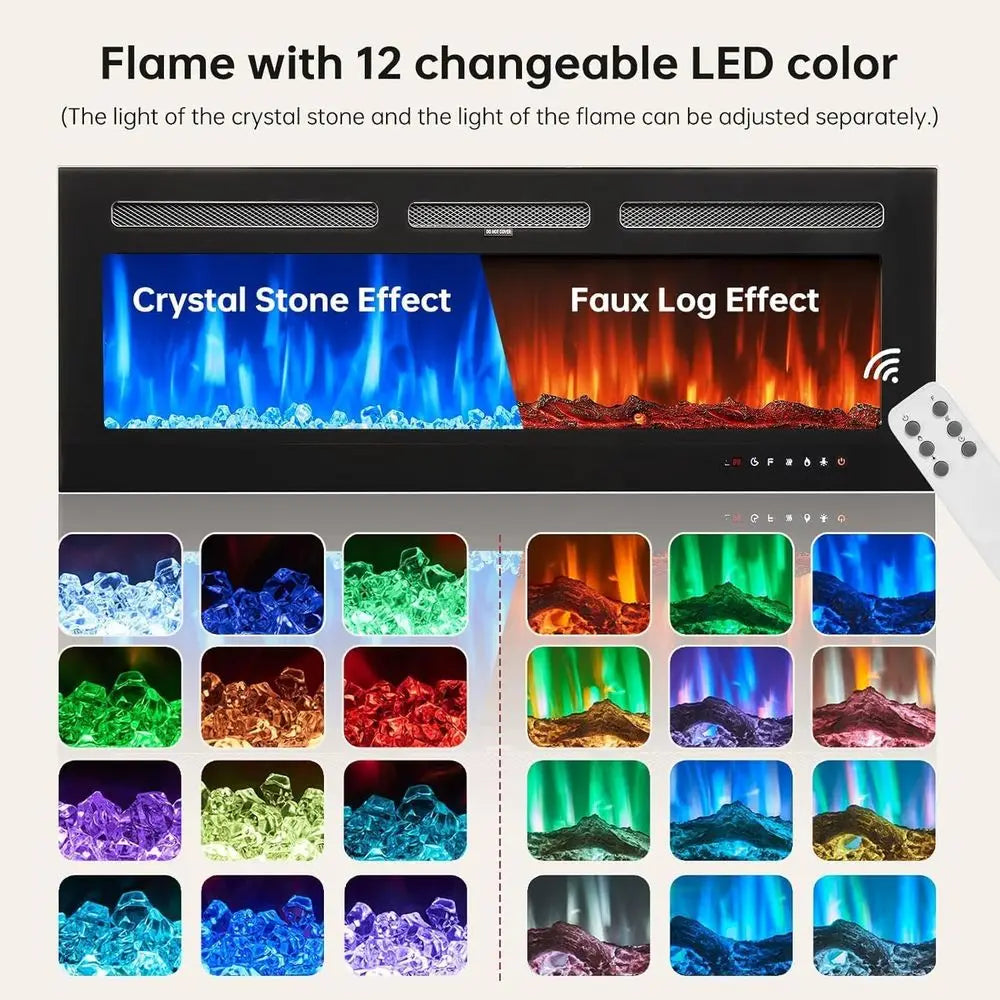 RBXC Floating TV Stand With Electric Fireplace Wall Mounted