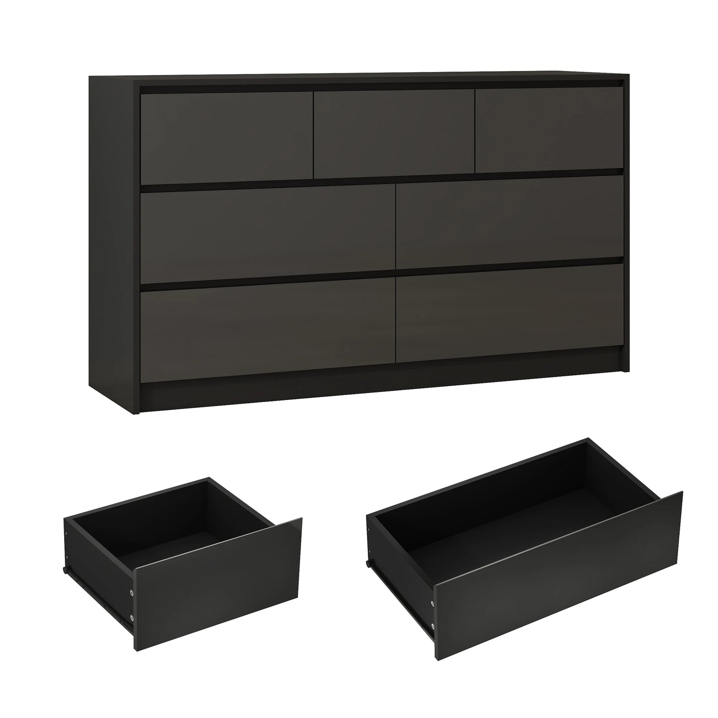 QiaoShiRen 7 Drawer Dresser With High Gloss Drawers