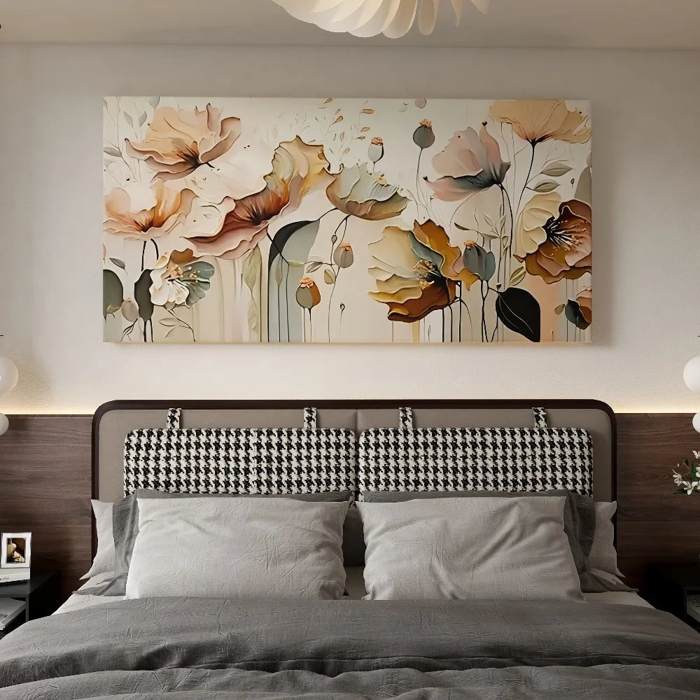 Abstract Floral Canvas Art with Thick Pine Frame for Room Decoration