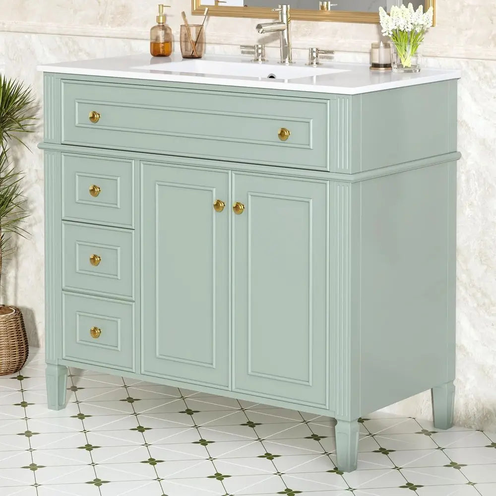 Bathroom Vanity Cabinet With Ceramic Countertop Sink