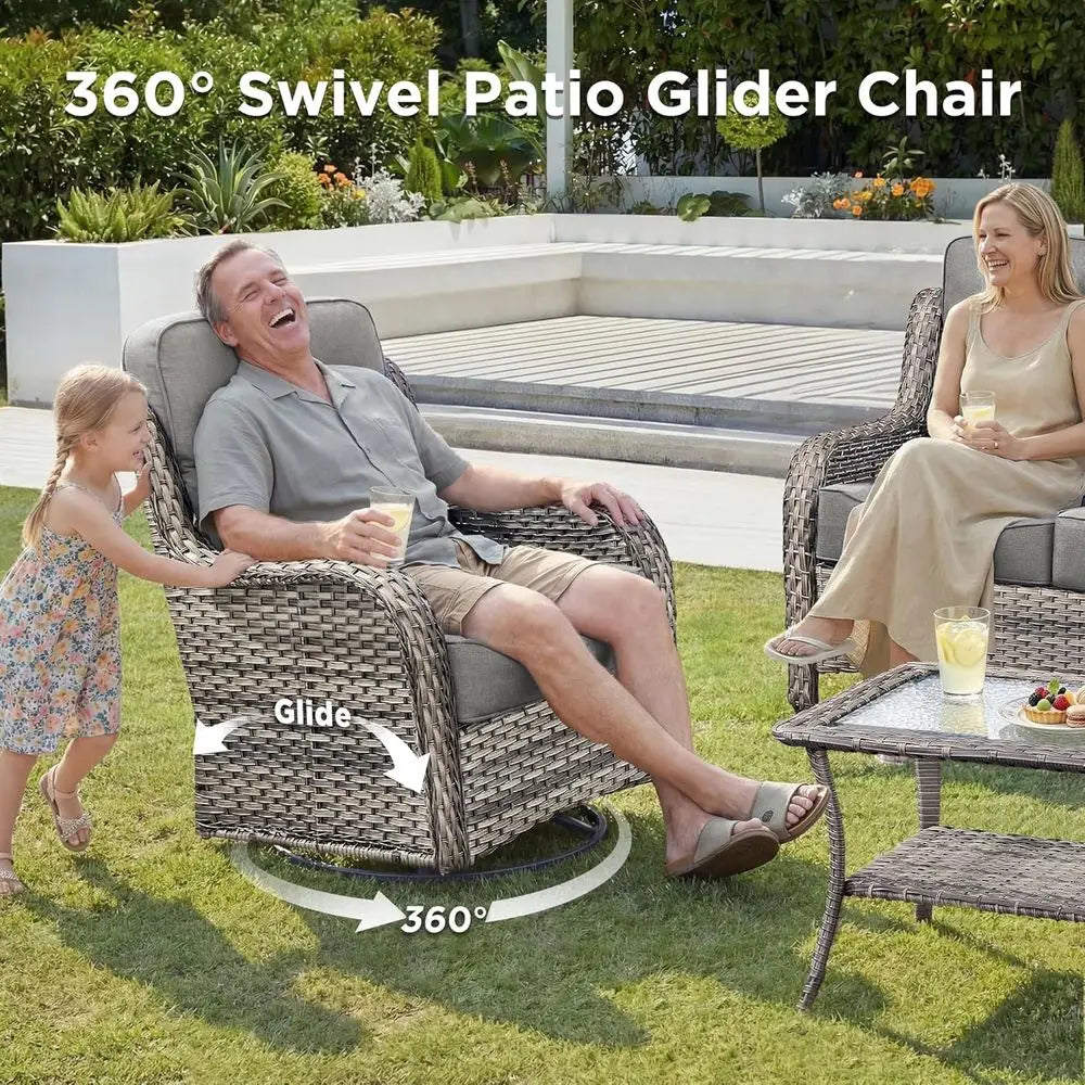 OutdoPatio All Weather Outdoor Patio Set With Fire Pit