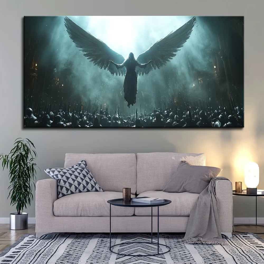 Pine Solid Wood Frame Dream Angel Canvas Wall Art for Living Room and Bedroom