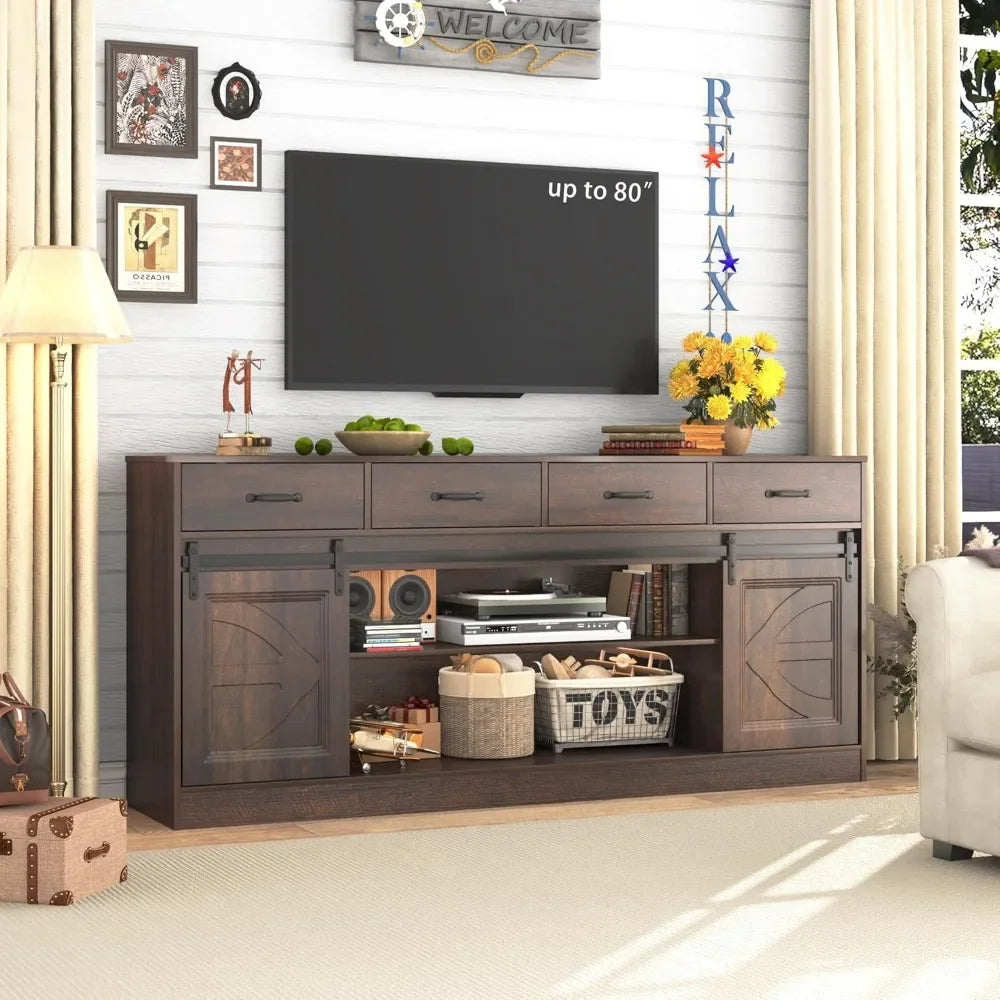 70 Inch Large Farmhouse Sideboard Buffet Cabinet with 4 Storage Drawers