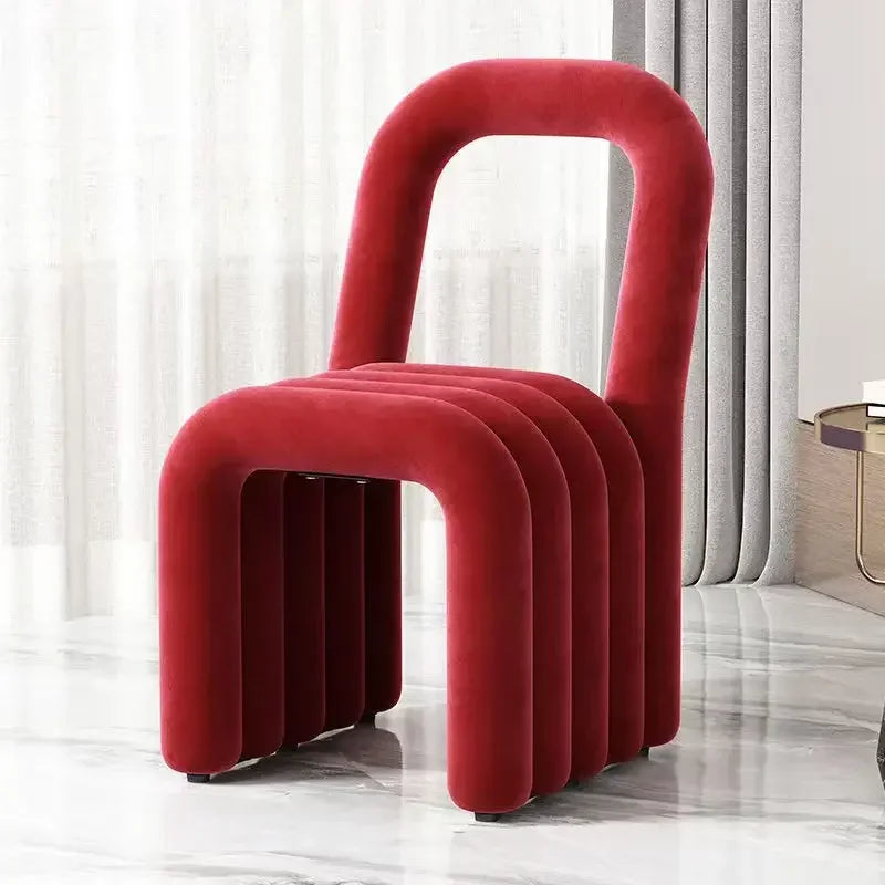 Plush Irregular Velvet Makeup Chair For Girls Bedroom