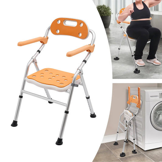 Foldable Shower Chair With Armrests And Backrest Height Adjustable