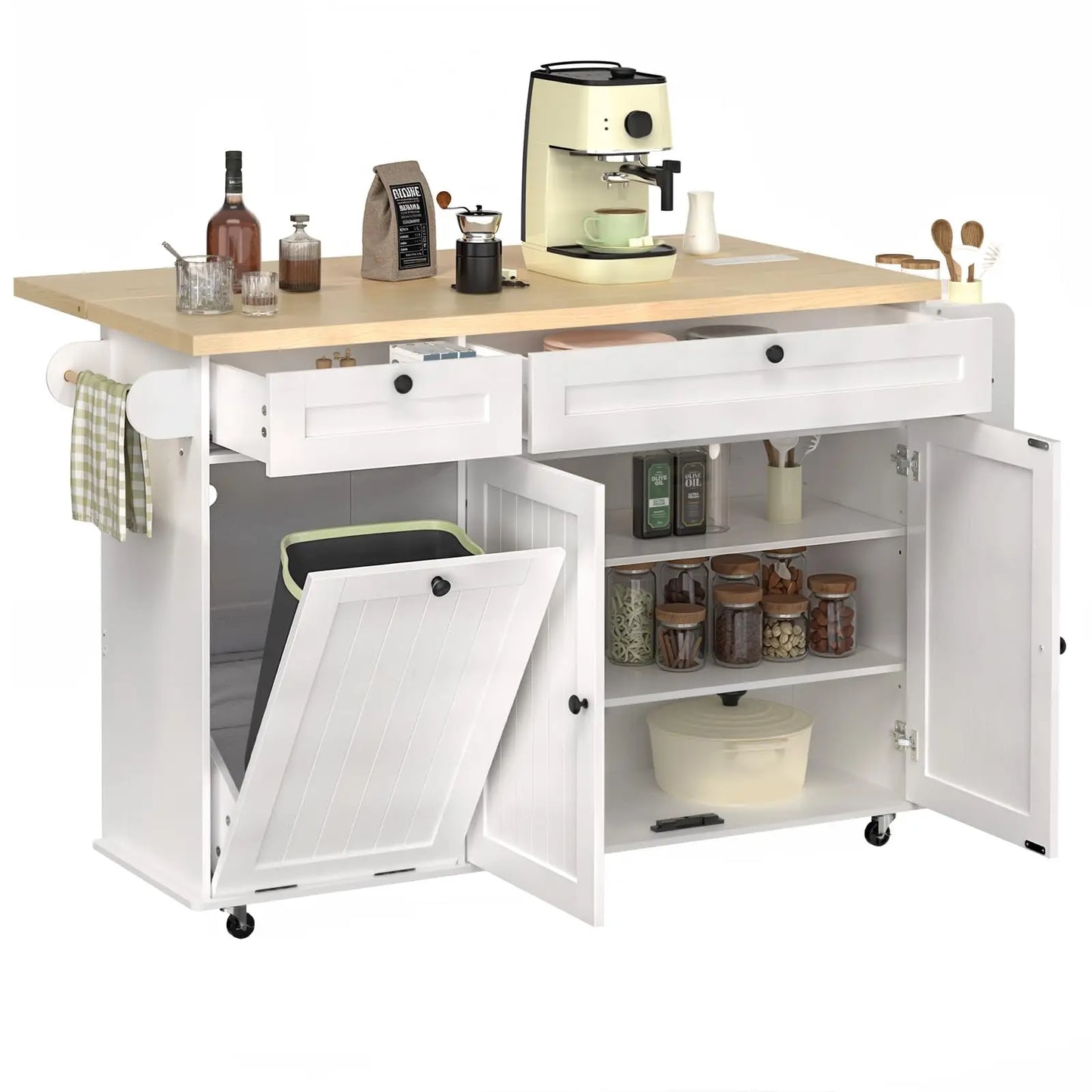 ONBRILL Mobile Kitchen Island with Power Outlet