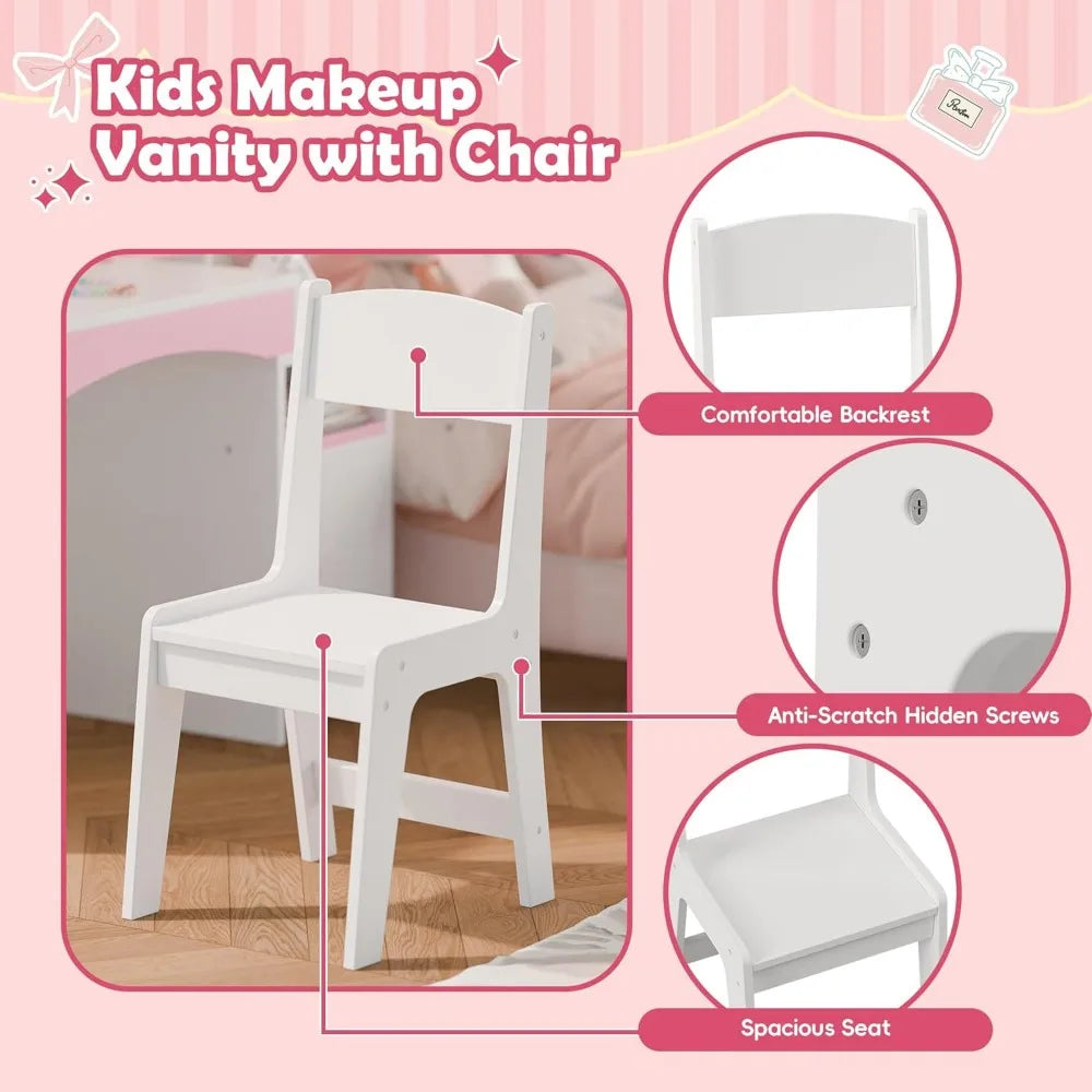 Color Princess Makeup Vanity Desk With Lighting Storage