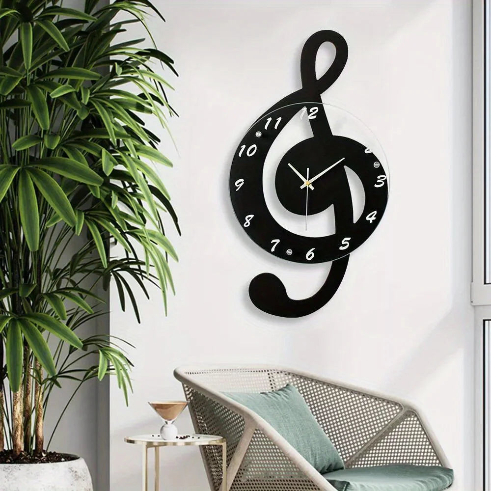 Hign Concerned Silent Sweep Musical Note Wall Clock