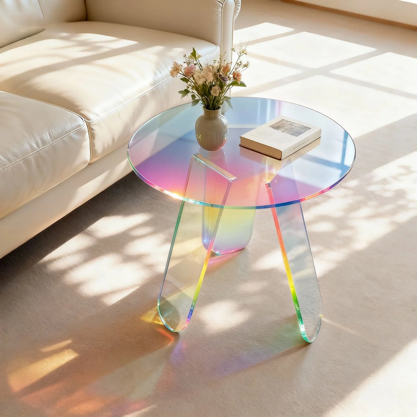 Round Acrylic Side End Table for Living Room