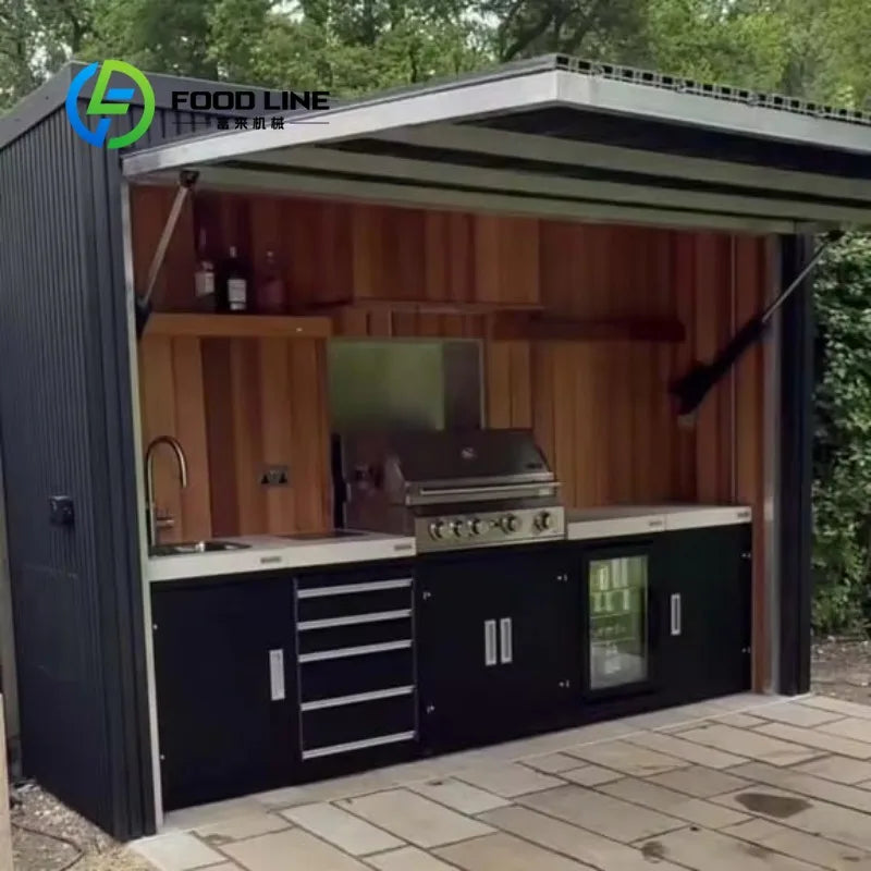 Outdoor Stainless Steel BBQ Pod With Sink And Fridge