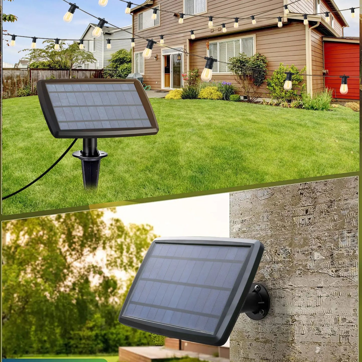 60/100FT Solar String Lights with 15 Plus 1 LED Bulbs for Garden and Holiday