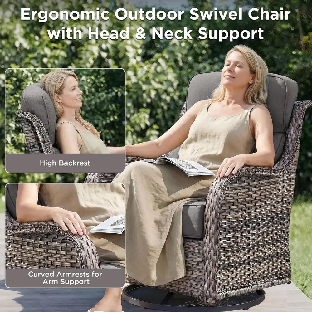 OutdoPatio All Weather Outdoor Patio Set With Fire Pit