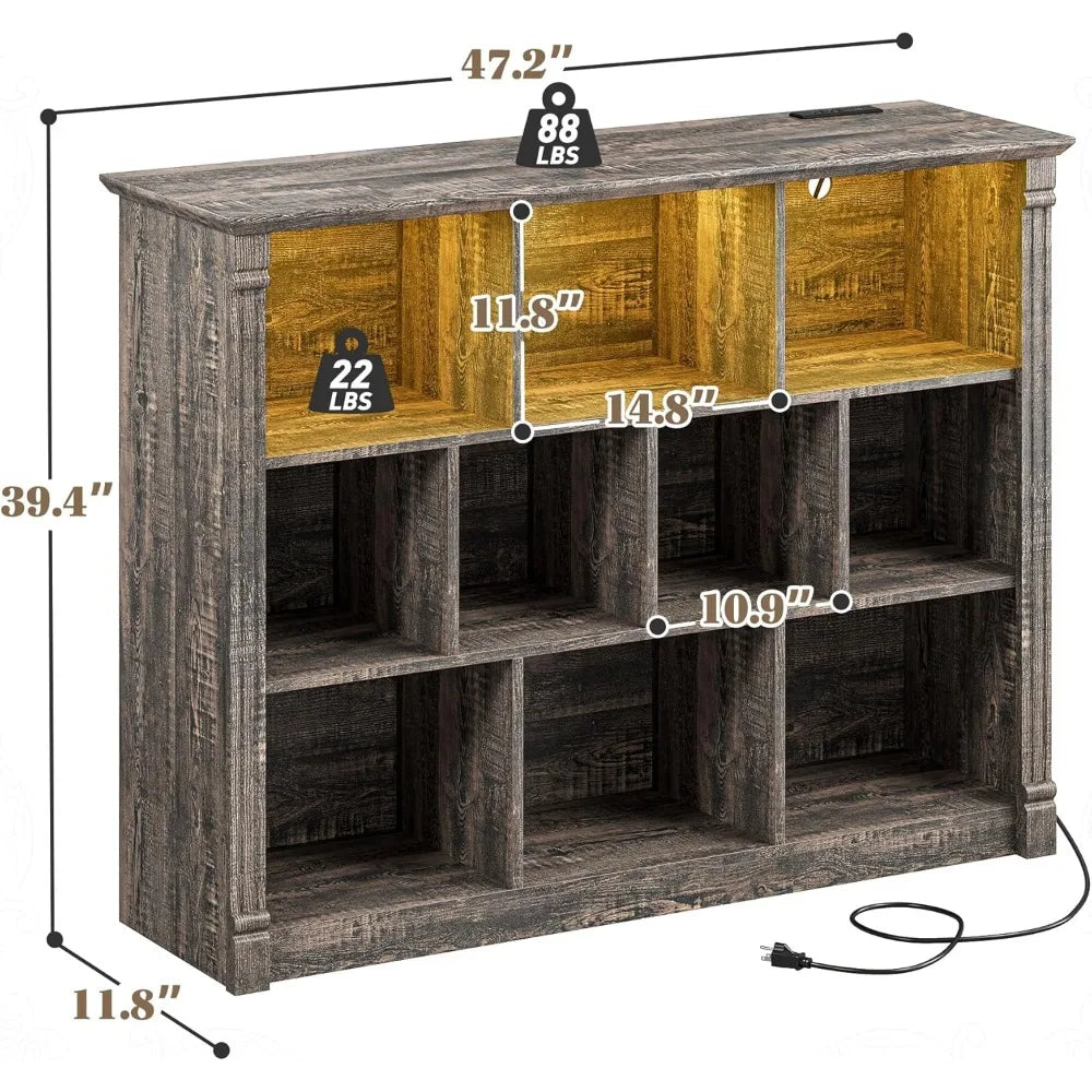 10 Cube Storage Organizer with LED Light and Charging Station for Home and Office