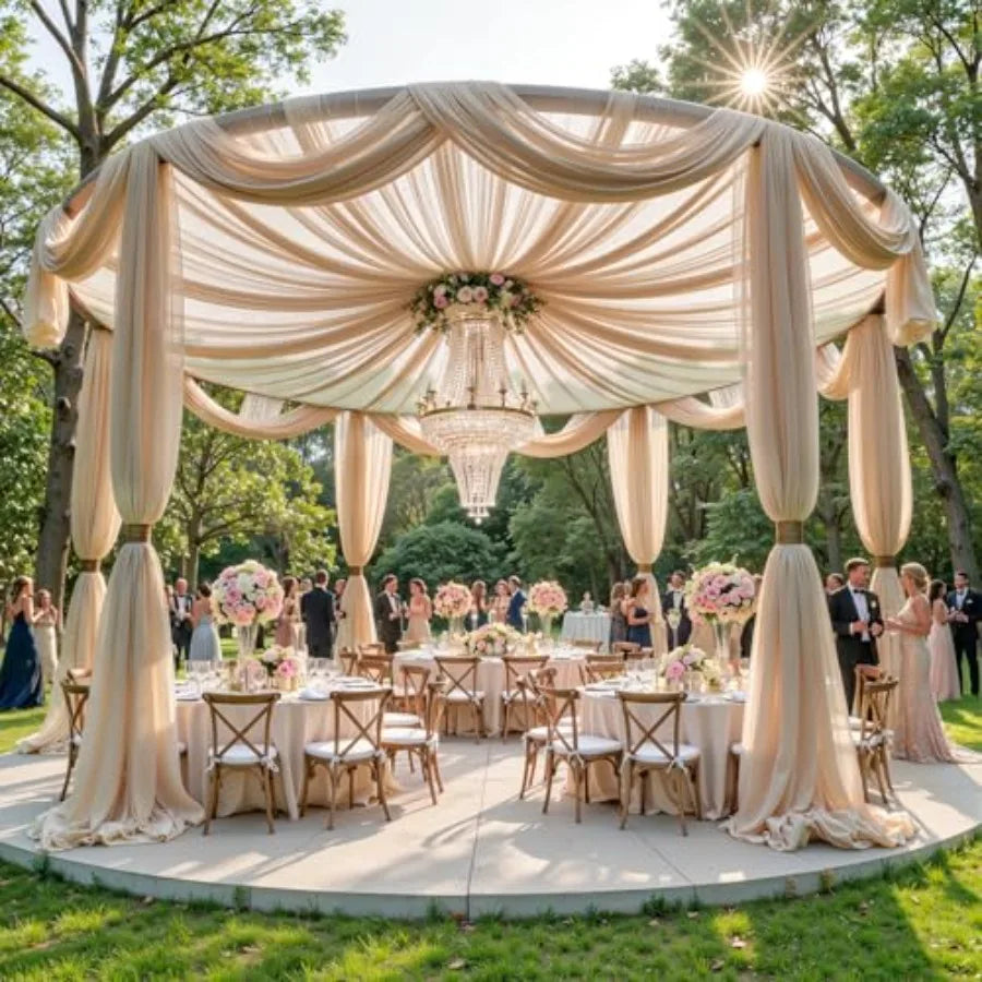 Wedding Backdrop Sheer Fabric Arch Drapery Curtain For Ceremony