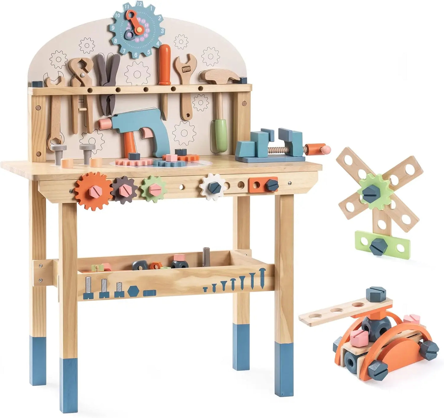 Rolife Kids Wooden Tool Bench Set 41 Pieces Educational