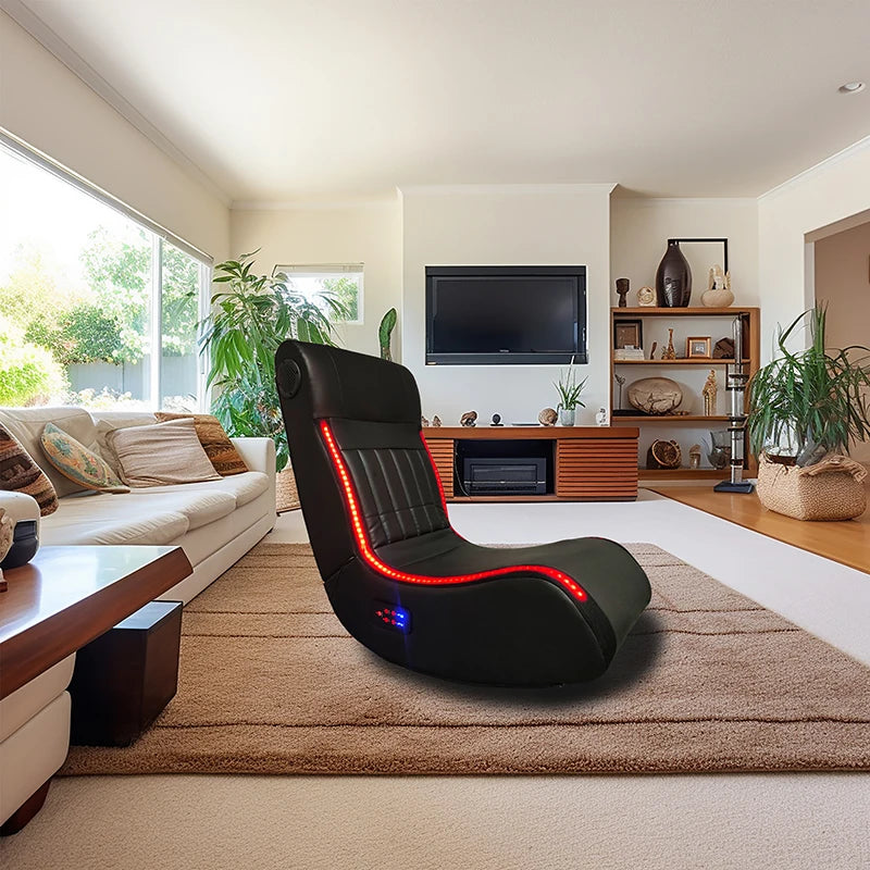 Foldable Gaming Chair With Onboard Speakers LED Strip Lighting USB Charging