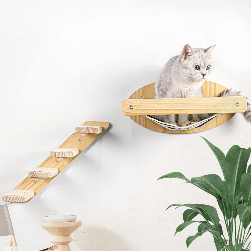 PETRAVELCN Cat Hammock Wall Mounted Three Tier Scratching Posts