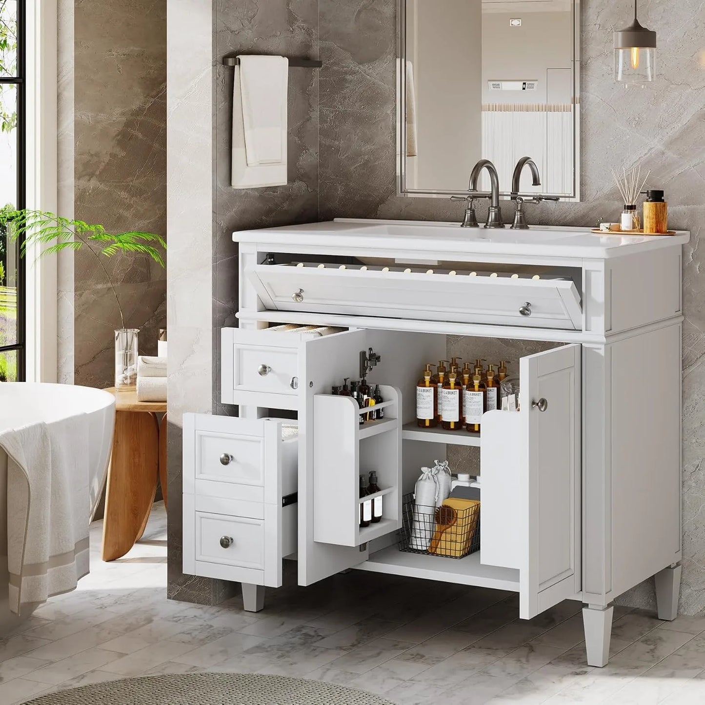 Bathroom Vanity With Sink Four Drawers And Cabinet