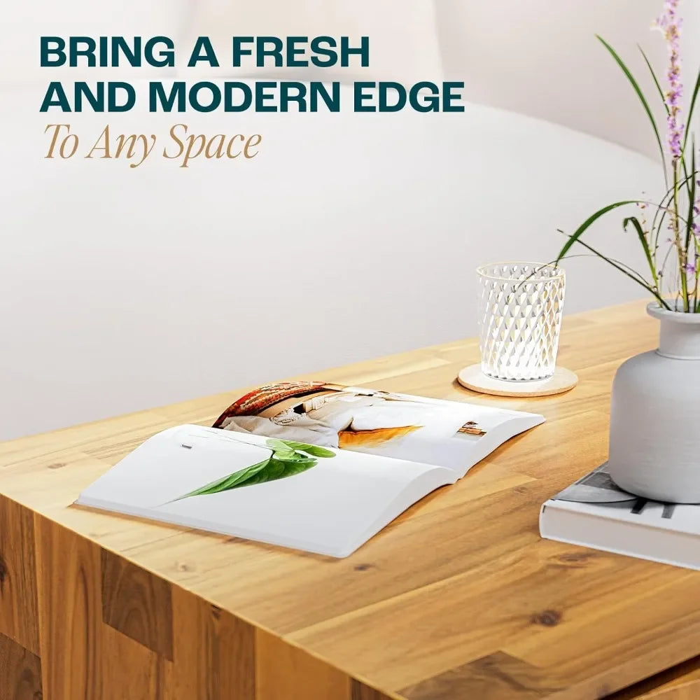 XMSJ Georgina UltraLuxuriouslyCrafted SolidWalnutWood CoffeeTableWithDrawers Storage