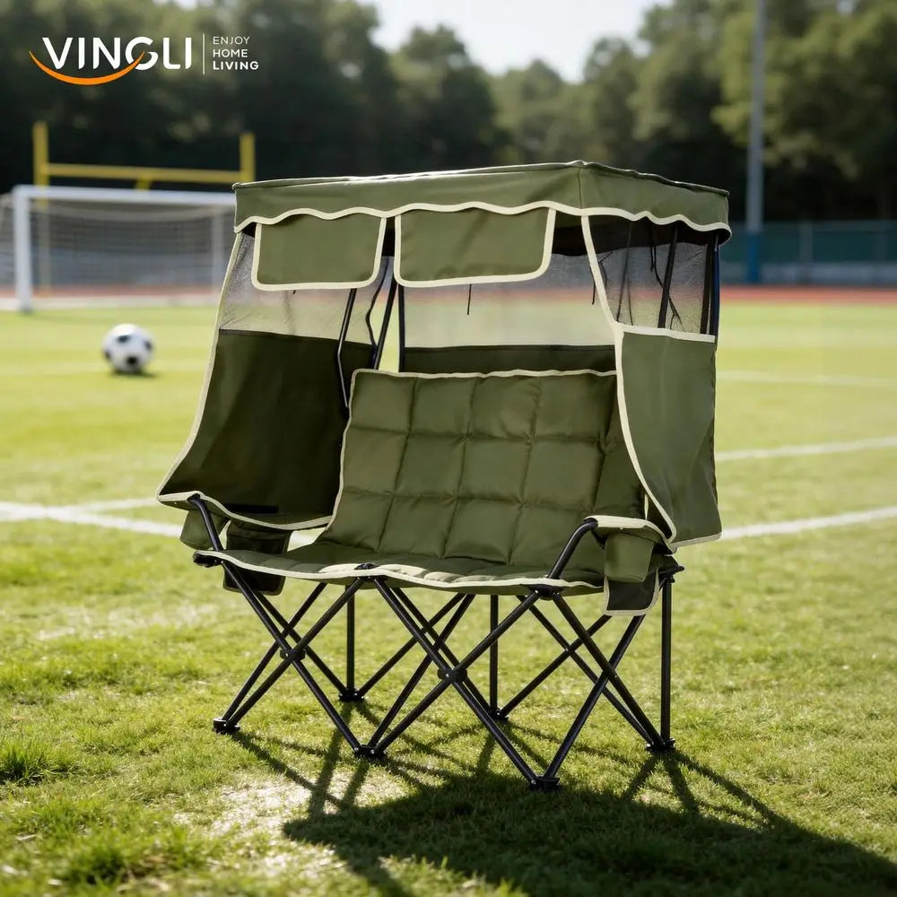 Double Camping Chair With Canopy For Outdoor Use Portable