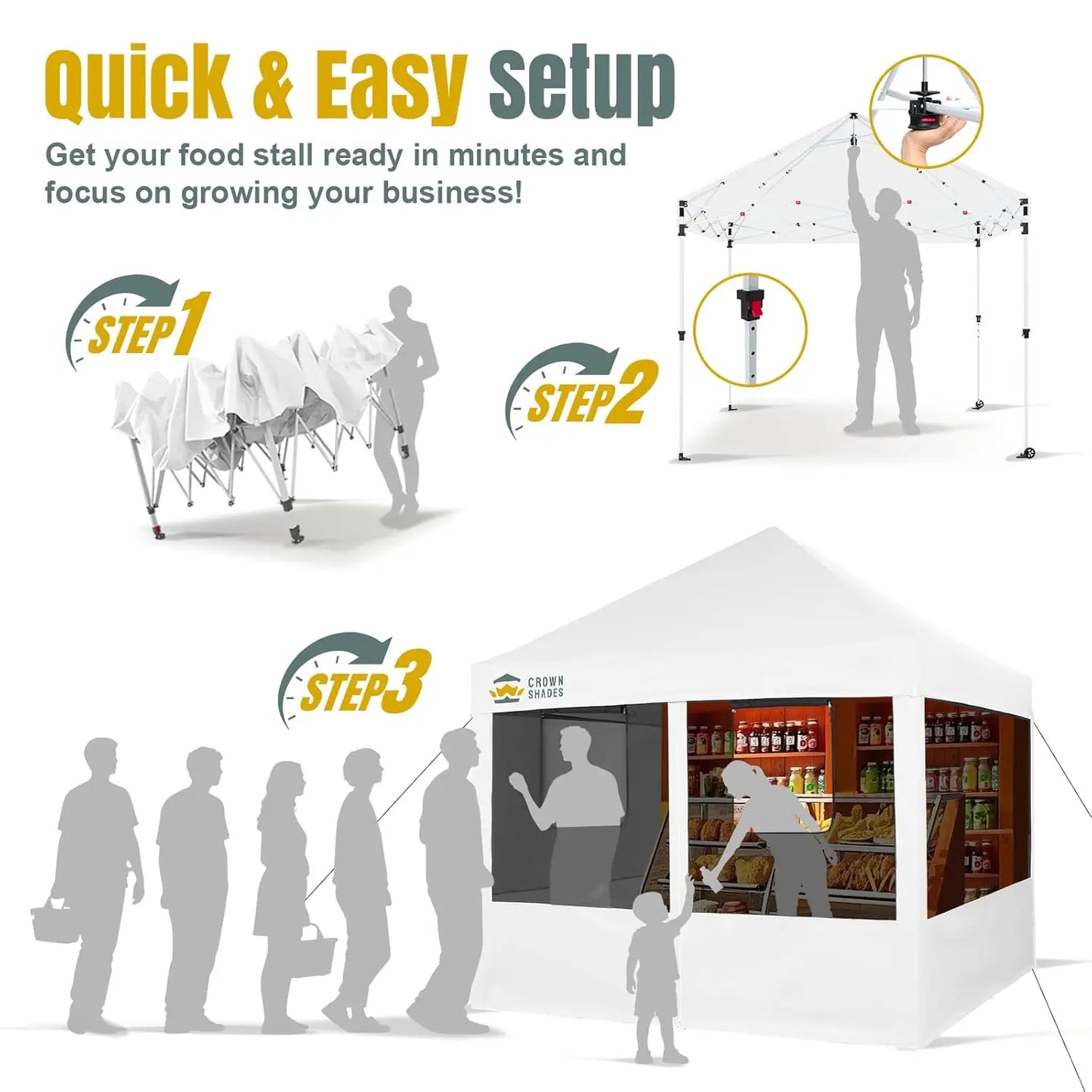 Pop Up Canopy Tent With Mosquito Netting And Centerlock Setup