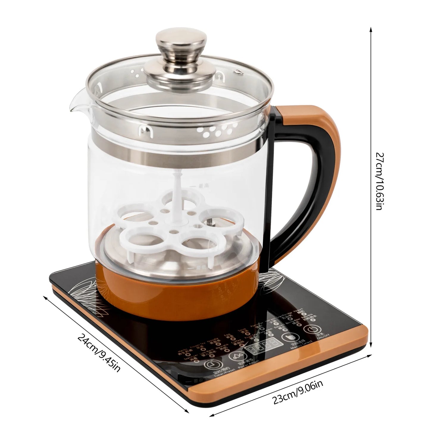 1.8L Electric Glass Tea Kettle Keep Warm 6 Settings