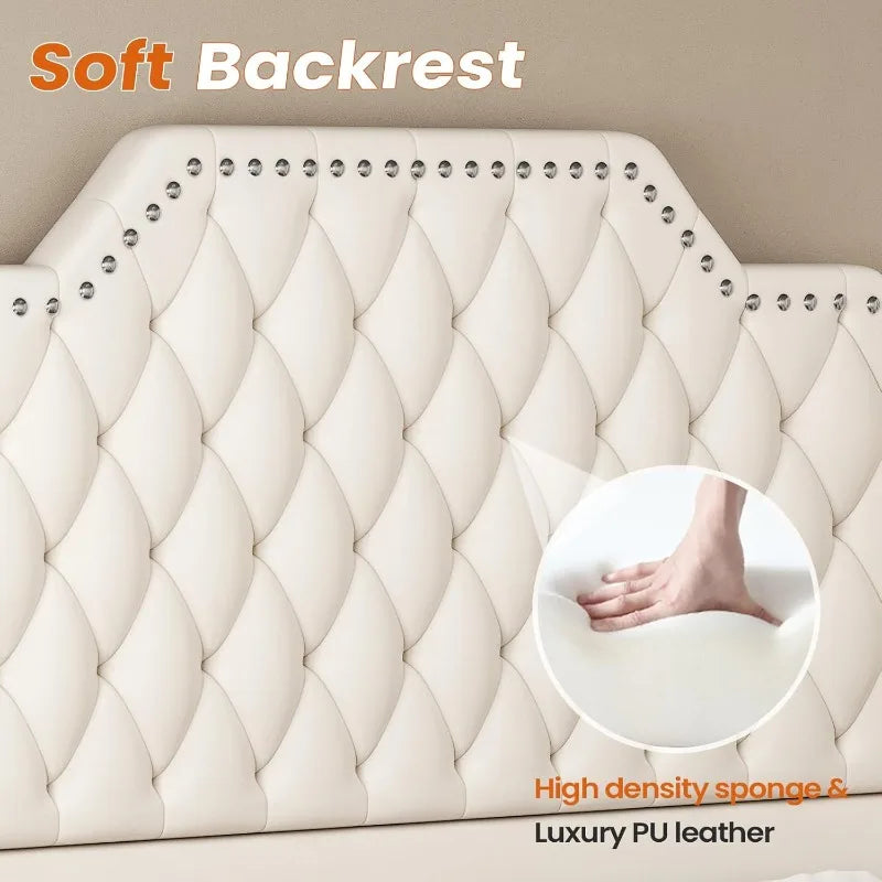 PU Leather Upholstered Bed Frame With Storage Drawers