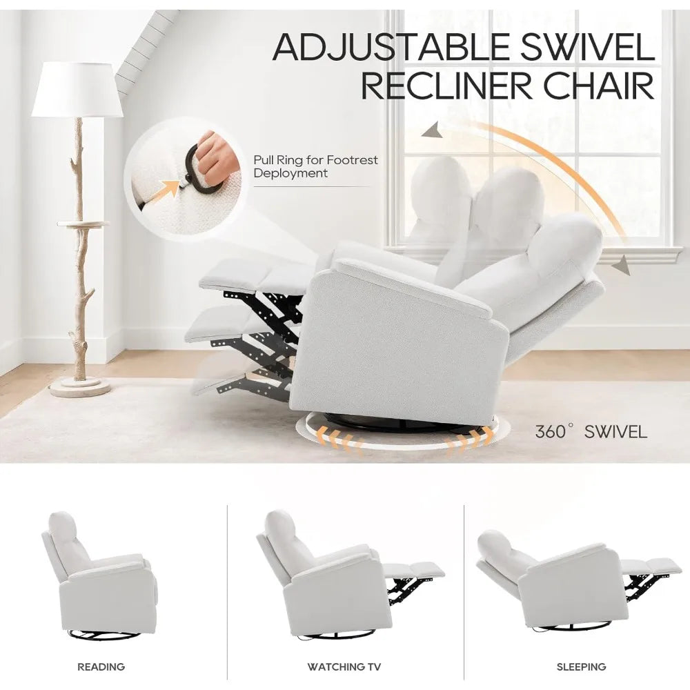 Nursery Glider Recliner Chair With Footrest And High Back