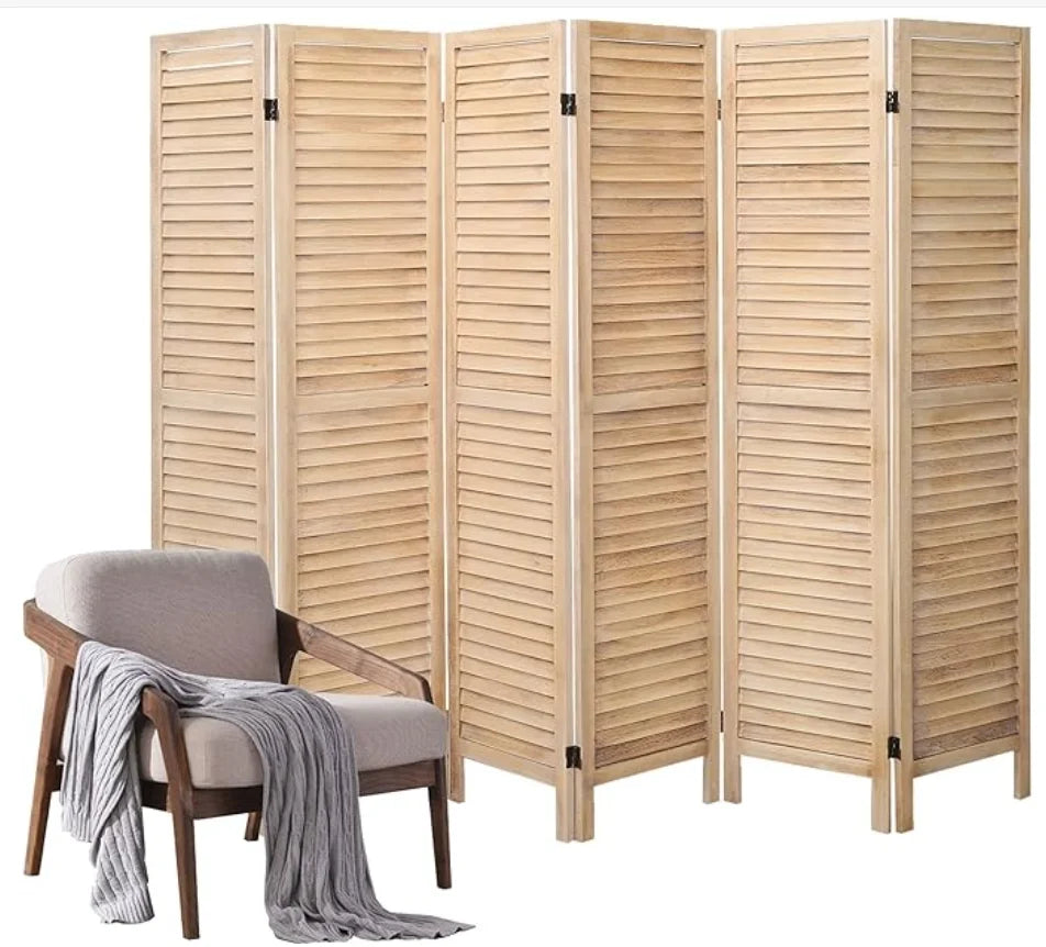Wooden 6 Panel Room Divider Freestanding Privacy Screen