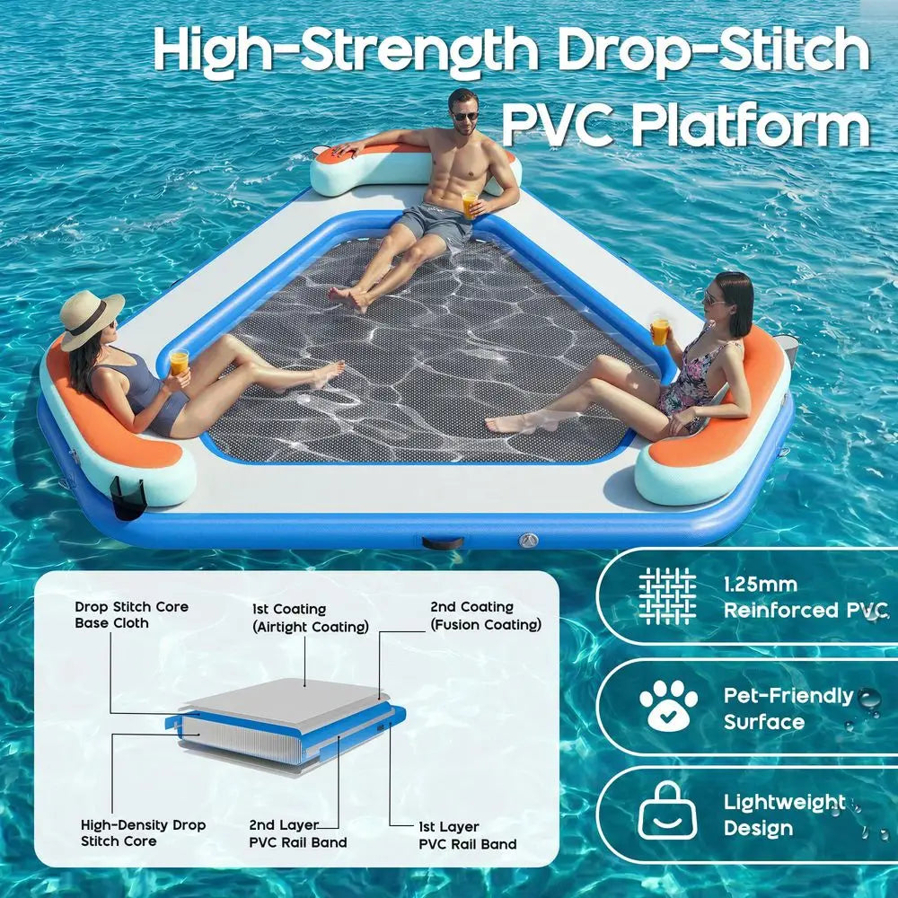 Water Hammock Float With Soft Ladder And Cup Holders