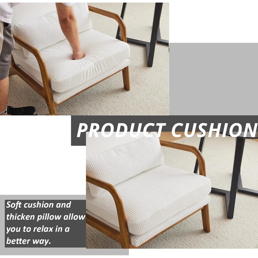 Mid Century Modern Accent Chair with Pillow Upholstered Lounge Armchair