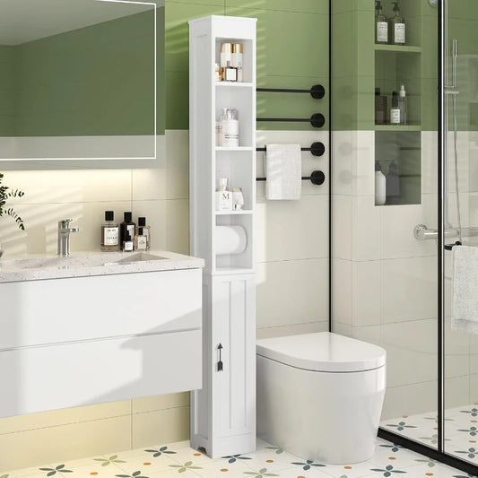 XIUWO Slim Bathroom Storage Cabinet With Adjustable Shelves