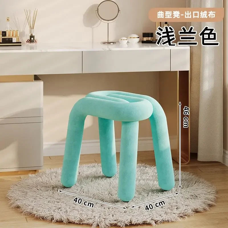 Plush Irregular Velvet Makeup Chair For Girls Bedroom