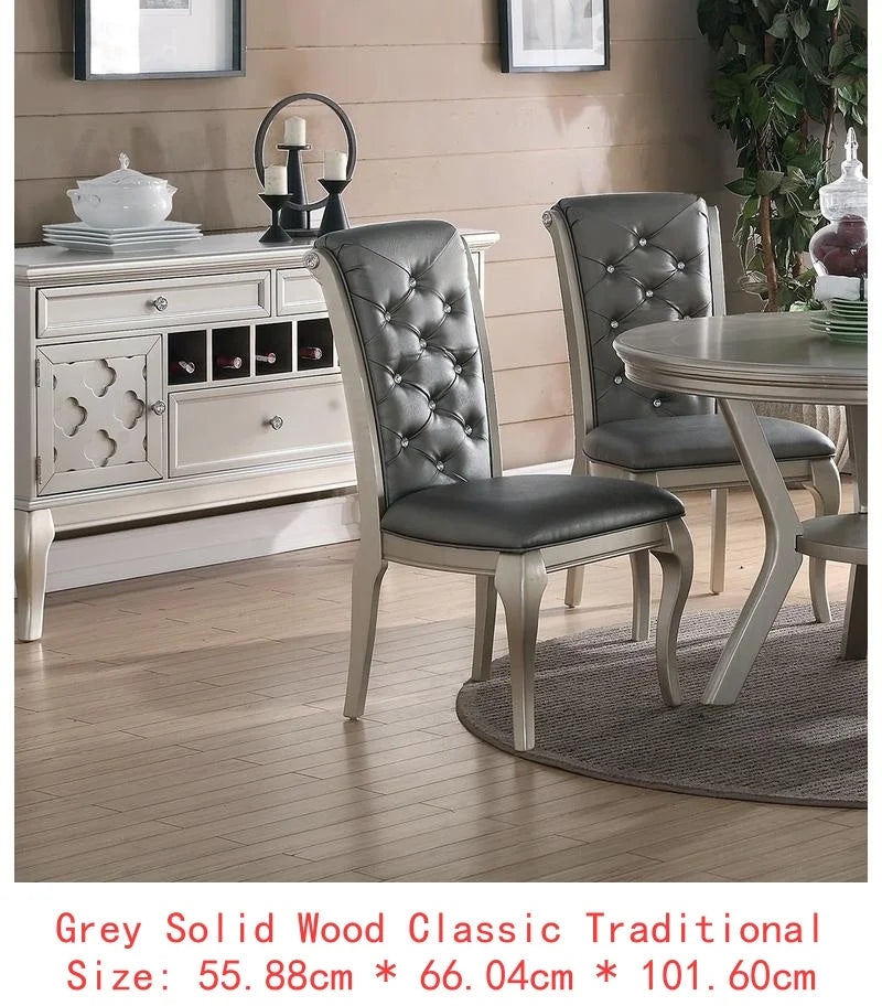 Rectangular Glass Dining Table Set With Six Tufted Chairs