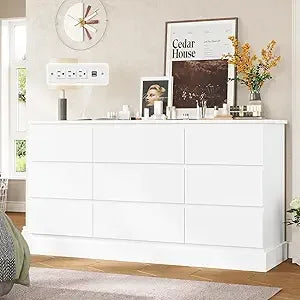Modern Black Dresser with 9 Drawers Large Capacity for Stylish Bedroom Storage
