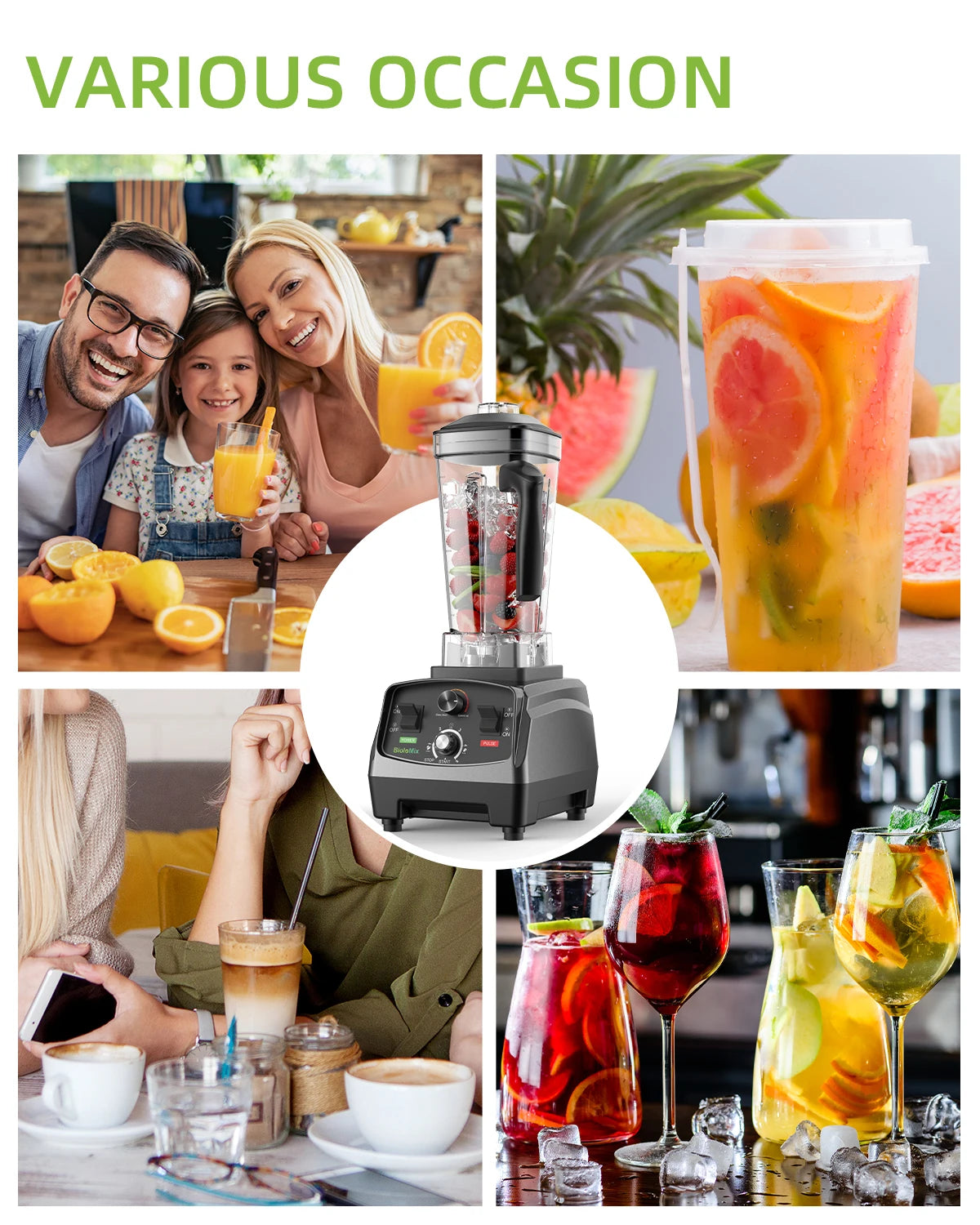 BioloMix Heavy Duty Blender Mixer Juicer Food Processor