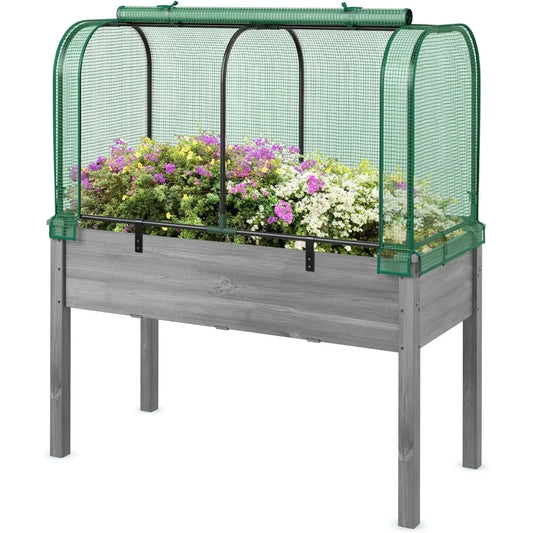 Happygrill Raised Garden Bed with Greenhouse Cover for Herbs and Vegetables