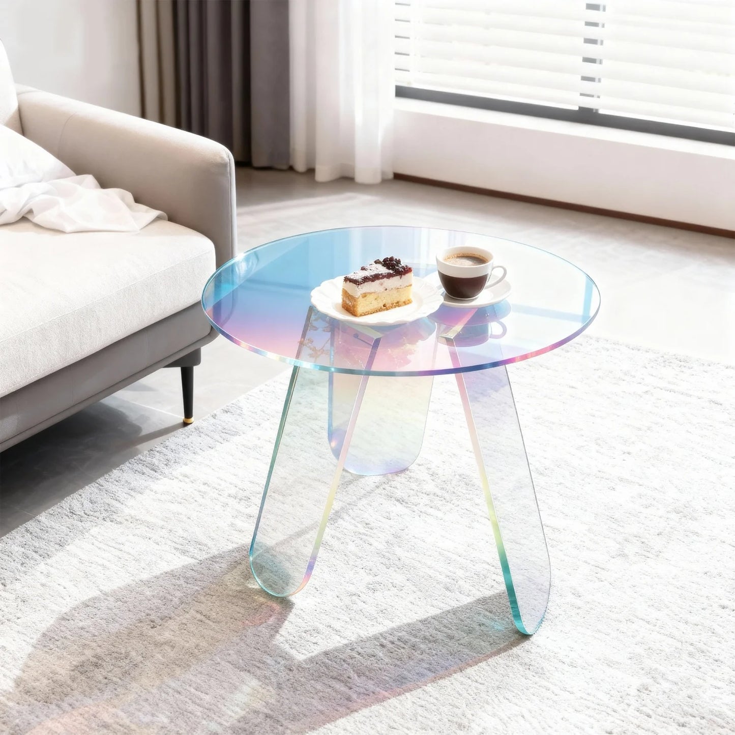 Round Acrylic Side End Table for Living Room