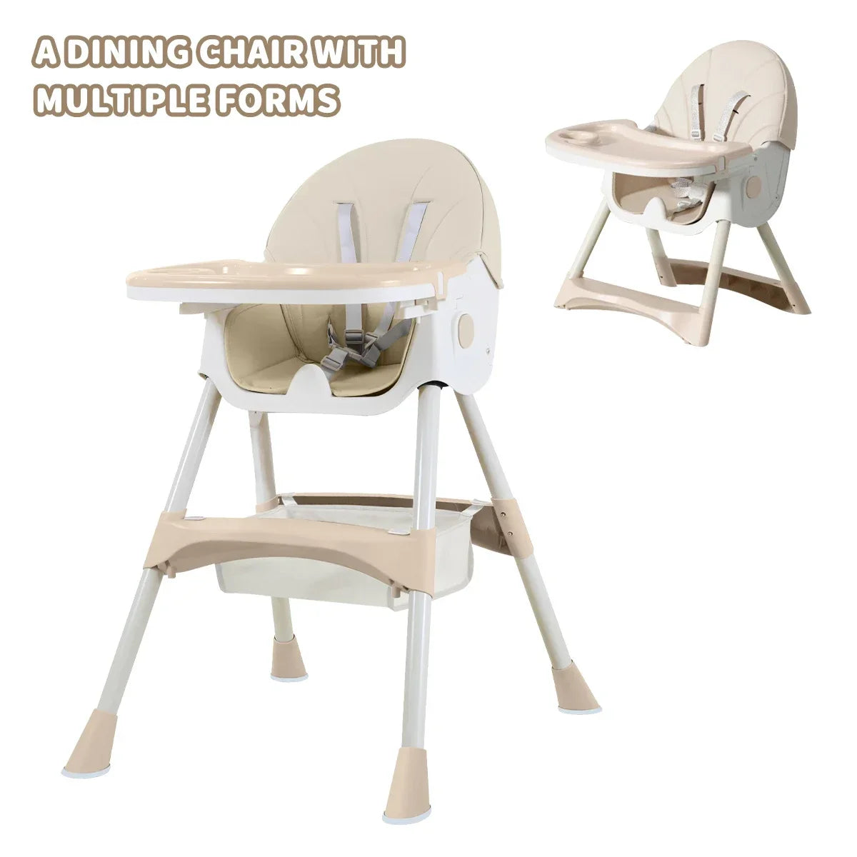 Foldable Children's Feeding Chair Adjustable Backrest High