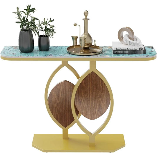 Sintered Stone Console Table With Metal Frame For Entryway