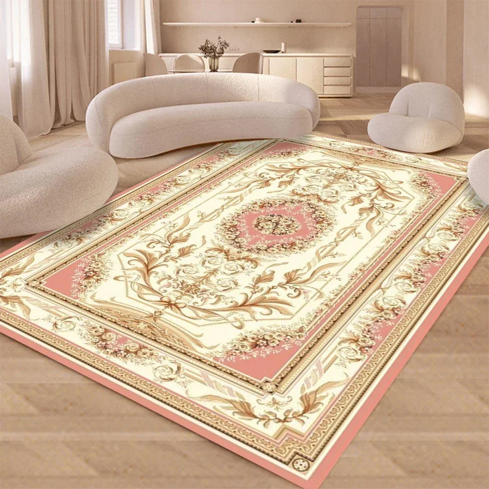Vintage Rustic Rose Rug Shabby Floral Floor Carpet