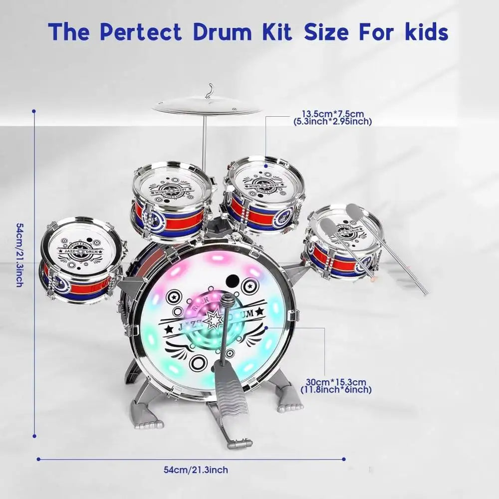 SANMERSEN Mini Jazz Drum Set for Beginners with LED
