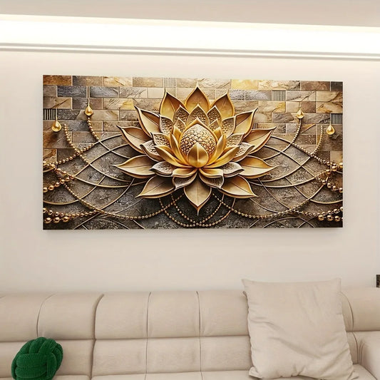 Modern Abstract Black Gold Floral Canvas Art for Elegant Interior Decor