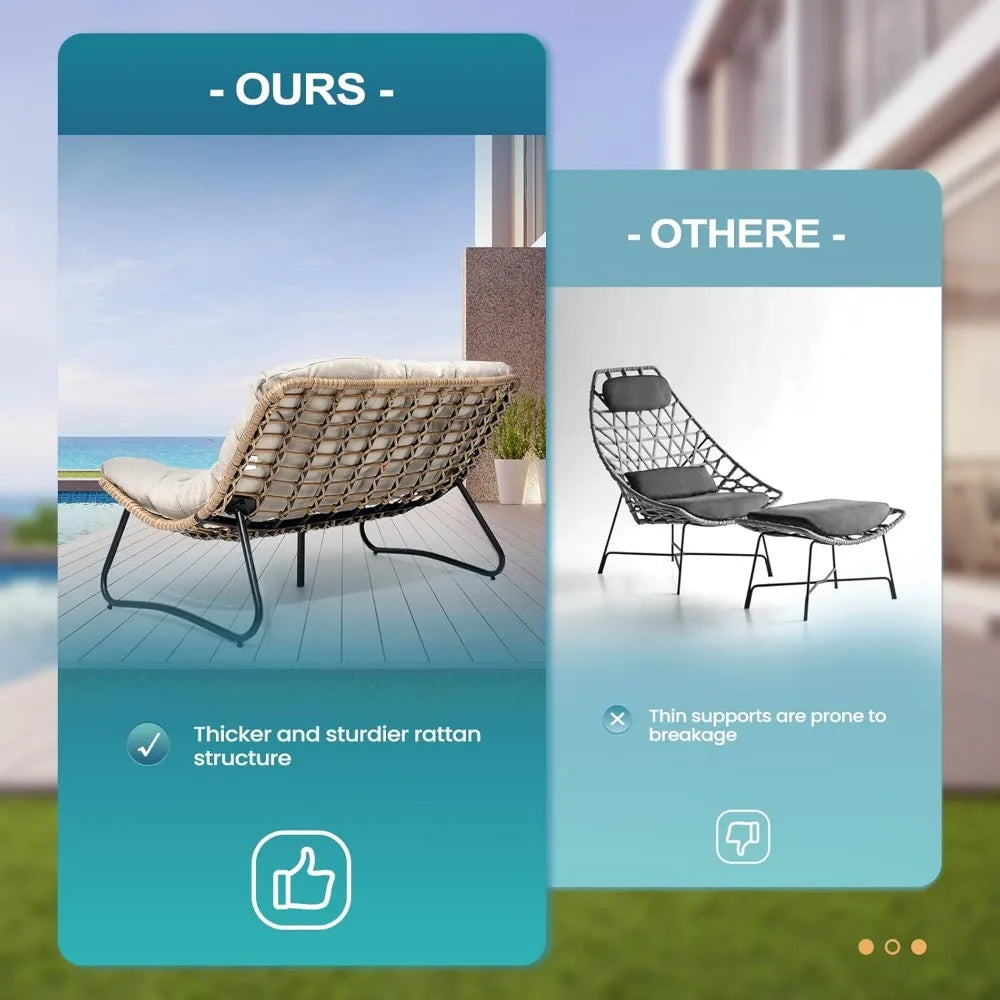 Outdoor Loveseat 2 Seater Cozy Rattan Couch with Soft Cushion for Patio