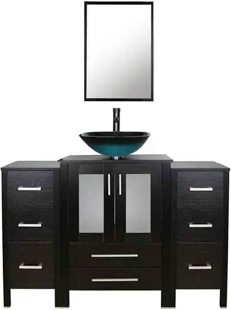48 Inch Black Bathroom Vanity with Sink Combo and Storage Cabinets