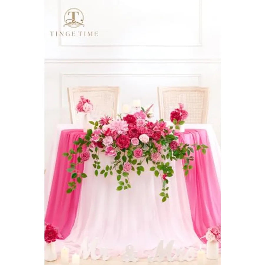 Artificial Sweetheart Flower Swag Table Linen Set For Weddings